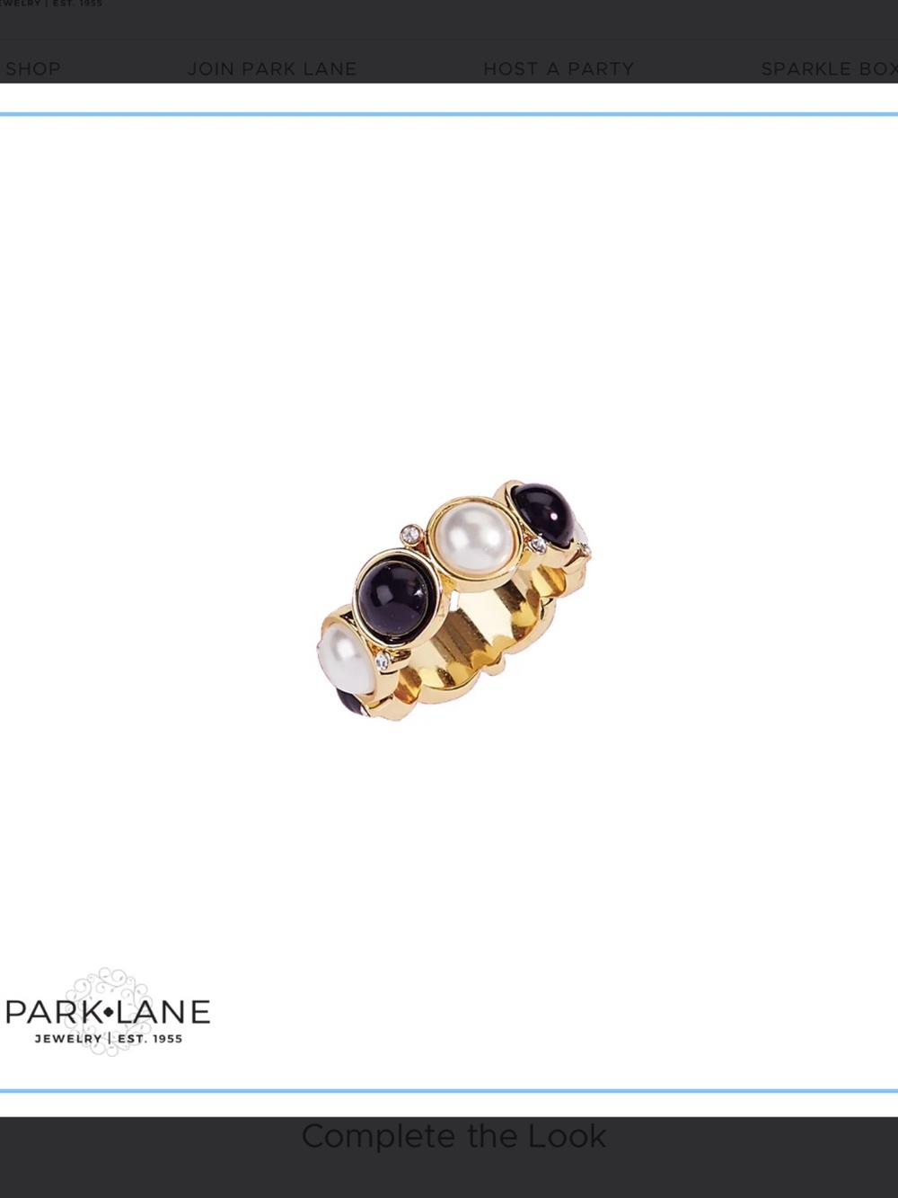Park Lane Gold Ring with Black Stones and Pearls tiramisu